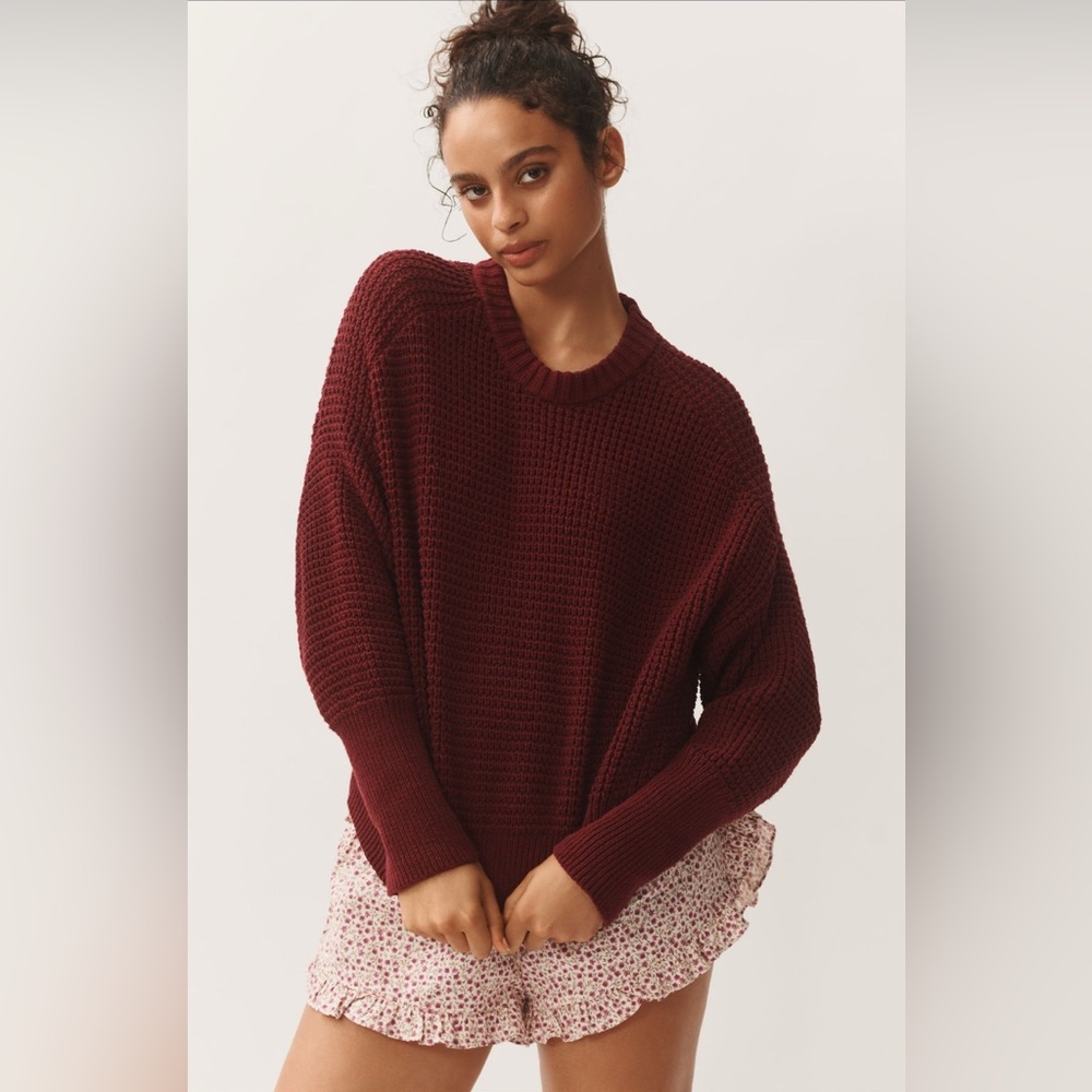 EUC Anthropologie Pilcro Cropped Waffle Knit Sweater XXS